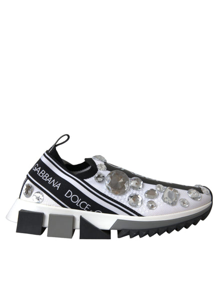 Dolce & Gabbana White Sorrento Crystals Sneakers Shoes