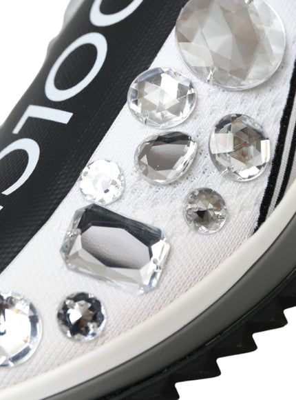 Dolce & Gabbana White Sorrento Crystals Sneakers Shoes