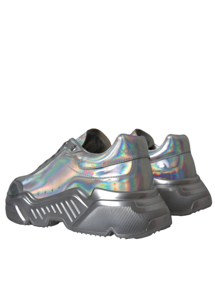 Dolce & Gabbana Silver Iridescent DAYMASTER Leather Sneakers Shoes