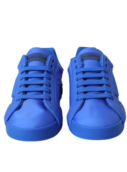 Dolce & Gabbana Blue Leather Fabric Low Top Sneakers Shoes