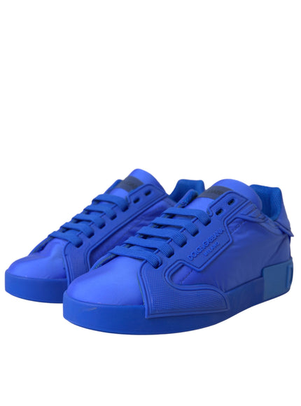 Dolce & Gabbana Blue Leather Fabric Low Top Sneakers Shoes