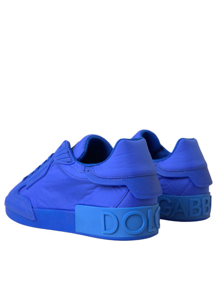 Dolce & Gabbana Blue Leather Fabric Low Top Sneakers Shoes