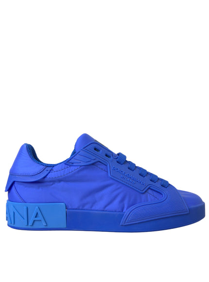 Dolce & Gabbana Blue Leather Fabric Low Top Sneakers Shoes