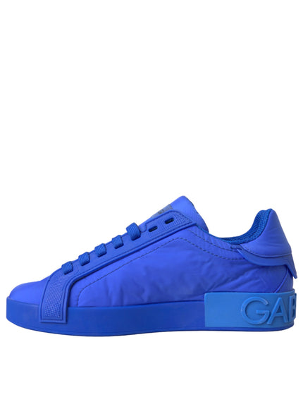 Dolce & Gabbana Blue Leather Fabric Low Top Sneakers Shoes