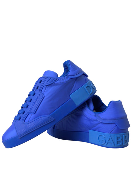 Dolce & Gabbana Blue Leather Fabric Low Top Sneakers Shoes