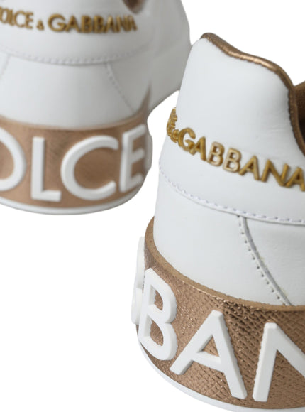 Dolce & Gabbana White Portofino Leather Logo Sneaker Shoes