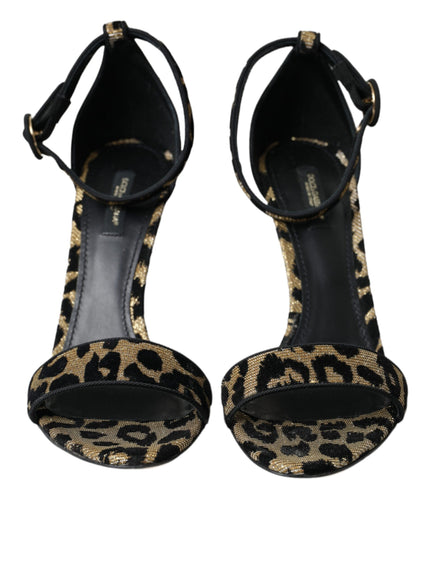 Dolce & Gabbana Gold Leopard Lurex High Heel Sandals Shoes