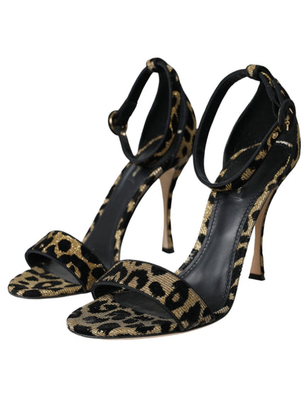 Dolce & Gabbana Gold Leopard Lurex High Heel Sandals Shoes