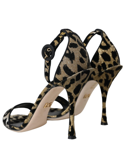 Dolce & Gabbana Gold Leopard Lurex High Heel Sandals Shoes