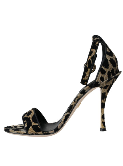 Dolce & Gabbana Gold Leopard Lurex High Heel Sandals Shoes