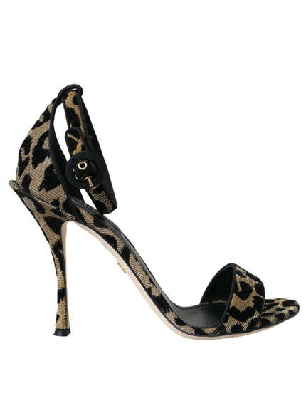 Dolce & Gabbana Gold Leopard Lurex High Heel Sandals Shoes