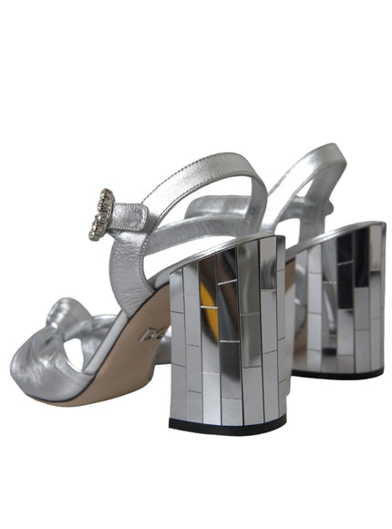 Dolce & Gabbana Silver Crystal Ankle Strap Keira Sandal Shoes