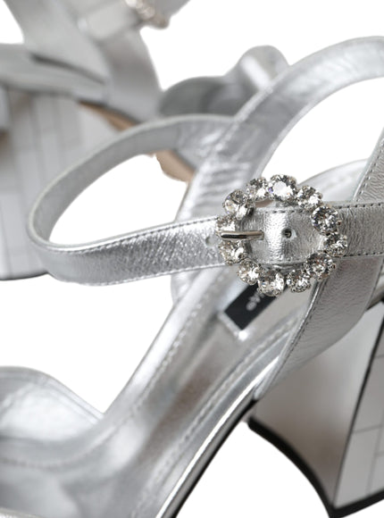 Dolce & Gabbana Silver Crystal Ankle Strap Keira Sandal Shoes