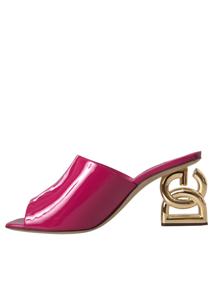 Dolce & Gabbana Fuchsia DG Logo Heels Slides Sandals Shoes