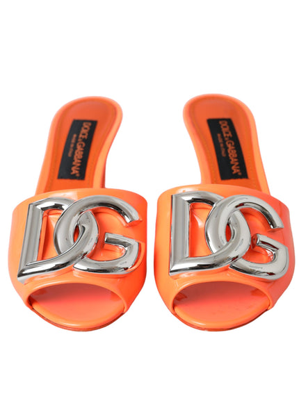 Dolce & Gabbana Orange DG Logo Slides Heels Sandals Shoes