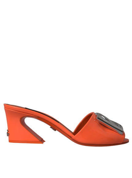 Dolce & Gabbana Orange DG Logo Slides Heels Sandals Shoes