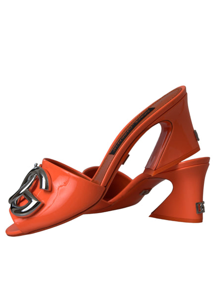 Dolce & Gabbana Orange DG Logo Slides Heels Sandals Shoes