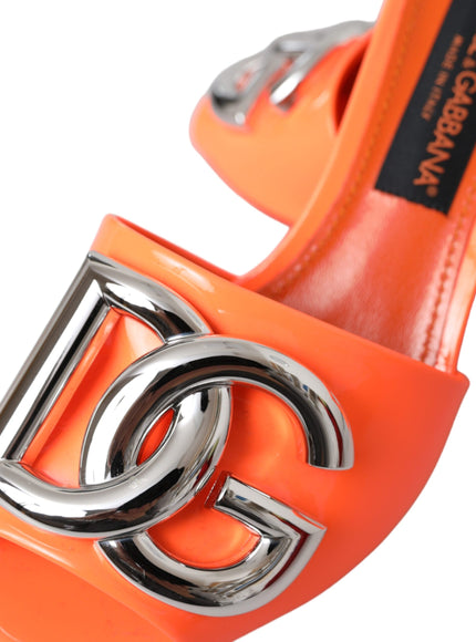 Dolce & Gabbana Orange DG Logo Slides Heels Sandals Shoes