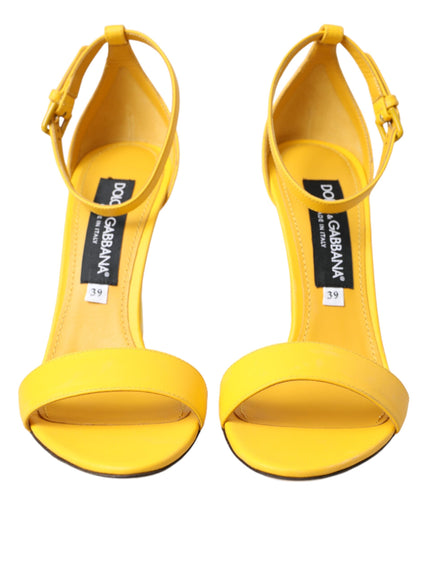 Dolce & Gabbana Yellow Leather DG Heels Sandals Shoes