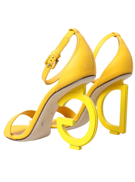 Dolce & Gabbana Yellow Leather DG Heels Sandals Shoes