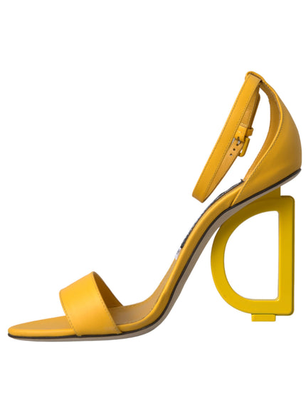 Dolce & Gabbana Yellow Leather DG Heels Sandals Shoes