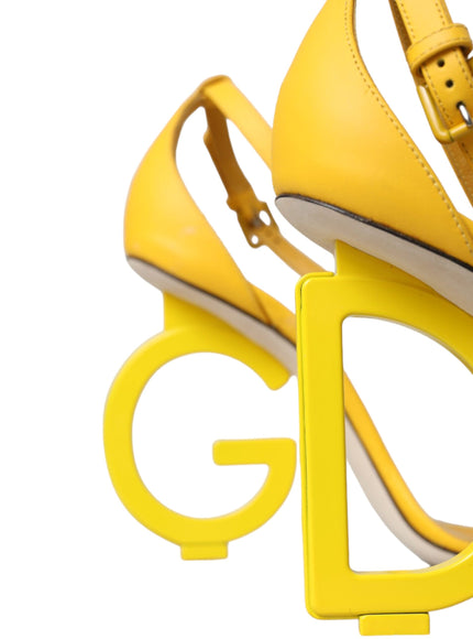 Dolce & Gabbana Yellow Leather DG Heels Sandals Shoes