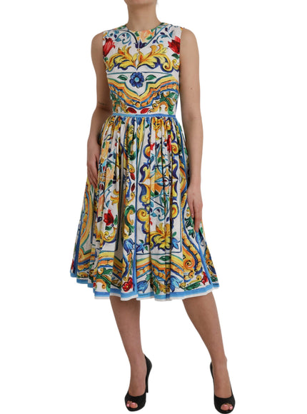 Dolce & Gabbana Multicolor Majolica A-line Sleeveless Dress