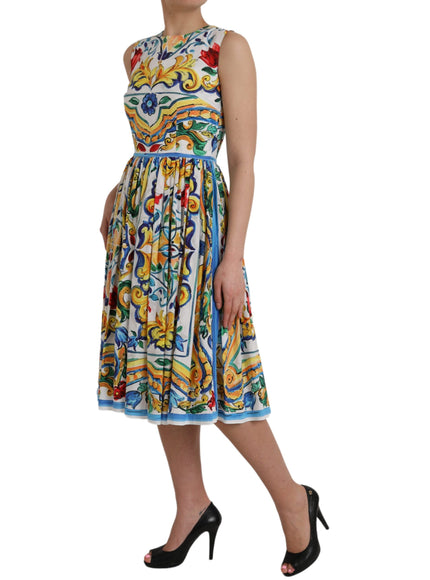 Dolce & Gabbana Multicolor Majolica A-line Sleeveless Dress