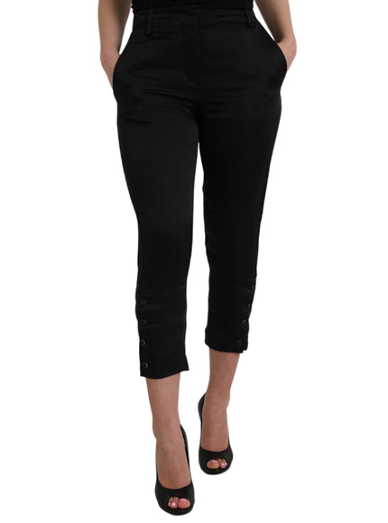 Ermanno Scervino Black High Waist Capri Cropped Pants