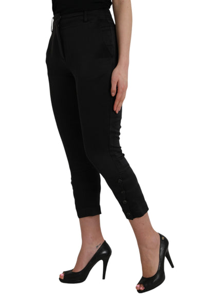 Ermanno Scervino Black High Waist Capri Cropped Pants