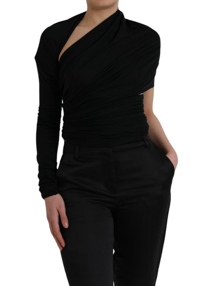 Dolce & Gabbana black wool cutout asymmetric top front view