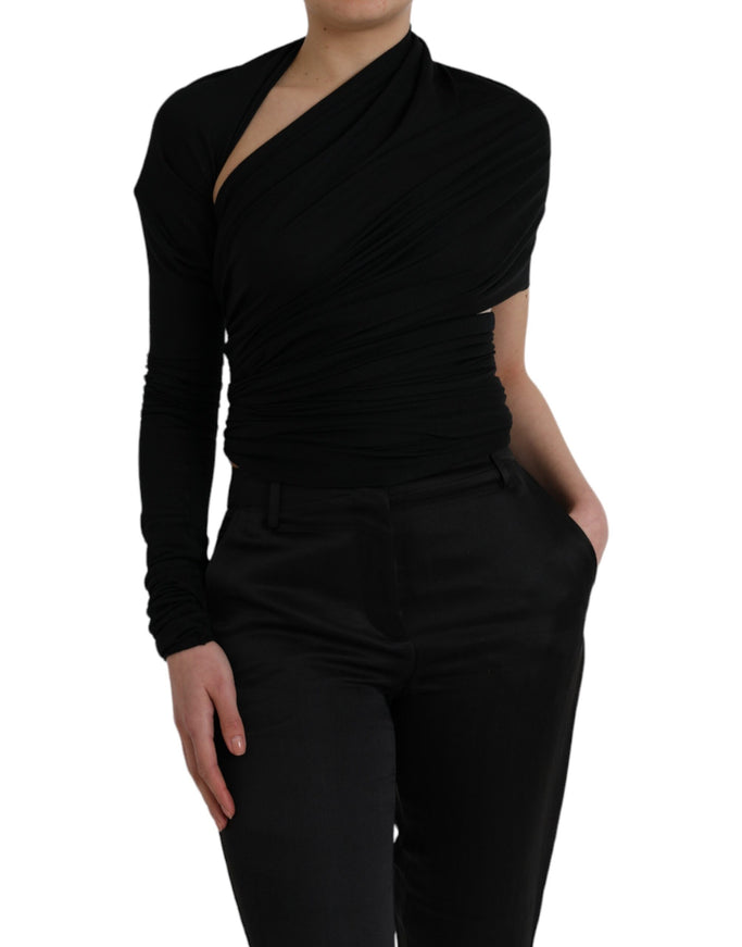 Dolce & Gabbana black wool cutout asymmetric top front view