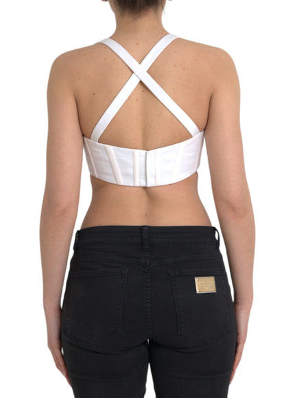 Versace White Viscose Bustier Sleeveless Cropped Top