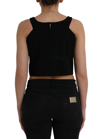 Dolce & Gabbana Black Sleeveless Round Neck Cropped Tank Top