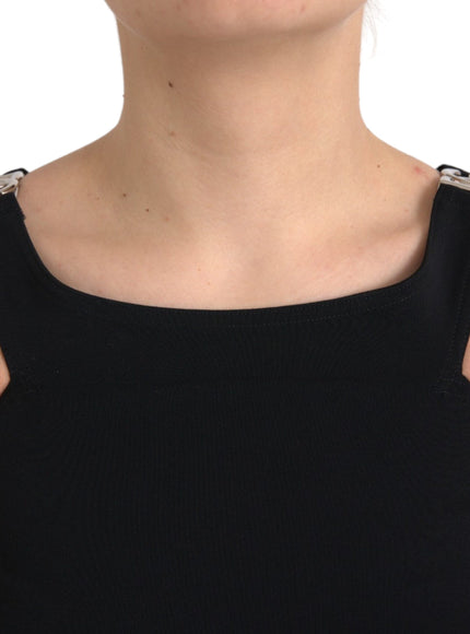 Dolce & Gabbana Black Sleeveless Round Neck Cropped Tank Top