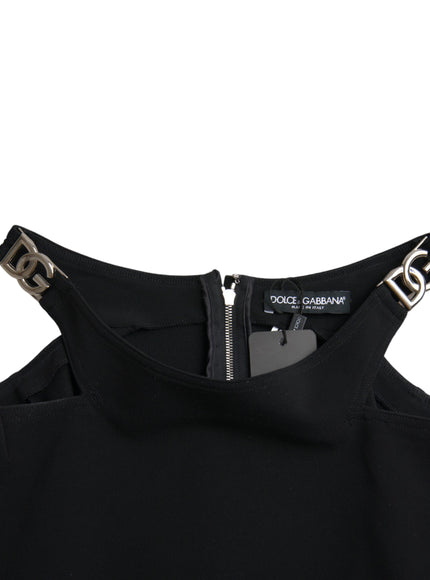 Dolce & Gabbana Black Sleeveless Round Neck Cropped Tank Top