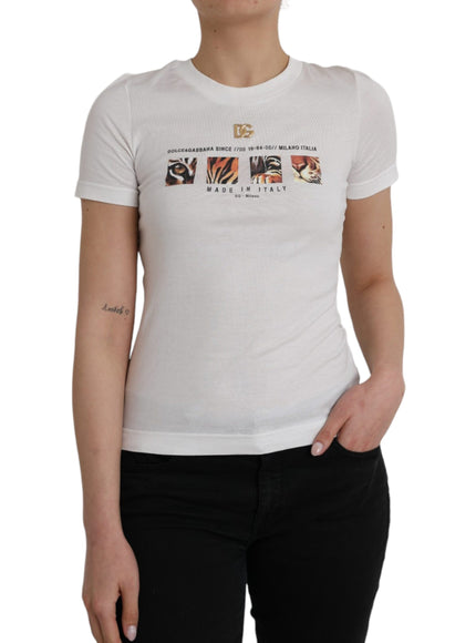 Dolce & Gabbana White Cotton Short Sleeves Crew Neck T-shirt