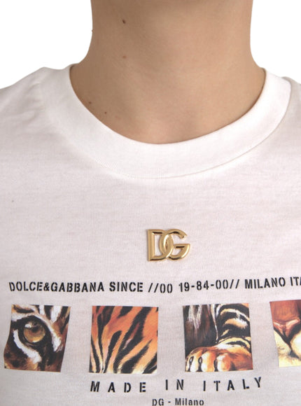 Dolce & Gabbana White Cotton Short Sleeves Crew Neck T-shirt