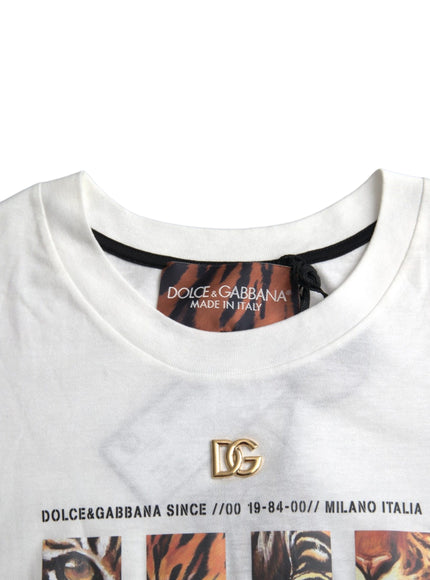 Dolce & Gabbana White Cotton Short Sleeves Crew Neck T-shirt