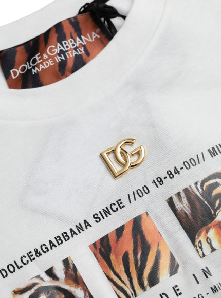 Dolce & Gabbana White Cotton Short Sleeves Crew Neck T-shirt