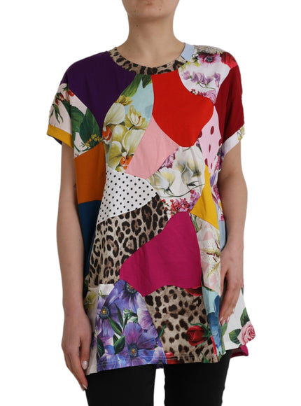 Dolce & Gabbana Multicolor Patchwork Cotton Silk Blouse Top