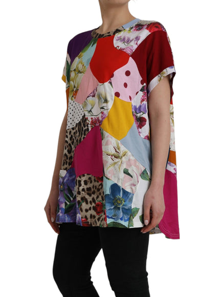 Dolce & Gabbana Multicolor Patchwork Cotton Silk Blouse Top