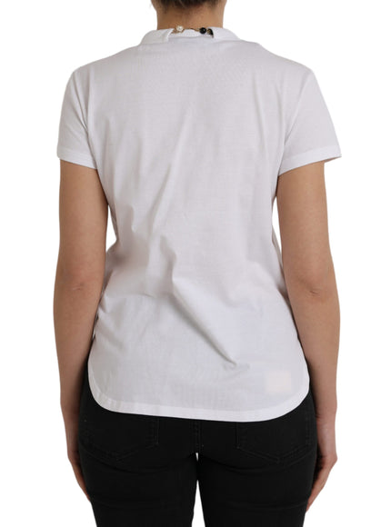 Dolce & Gabbana White Cotton Necklace Short Sleeves T-shirt