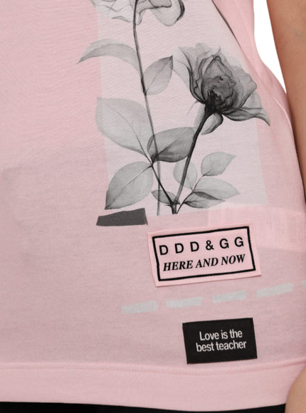 Dolce & Gabbana Pink Floral Print Cotton Short Sleeves T-shirt