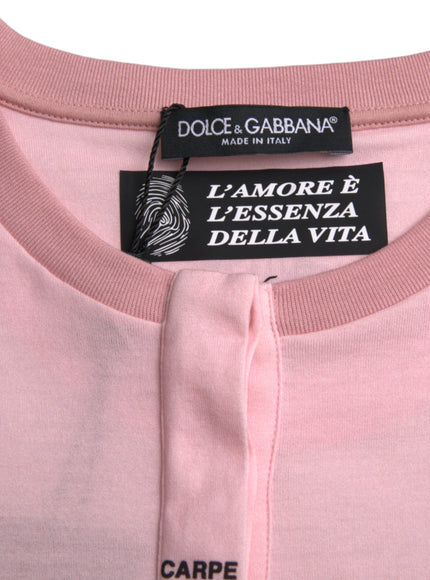 Dolce & Gabbana Pink Floral Print Cotton Short Sleeves T-shirt