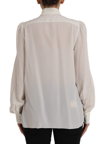 Dolce & Gabbana Off White Long Sleeve Button Down Blouse Top