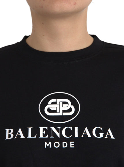 Balenciaga Black Cotton Logo Crew Neck Short Sleeves T-shirt