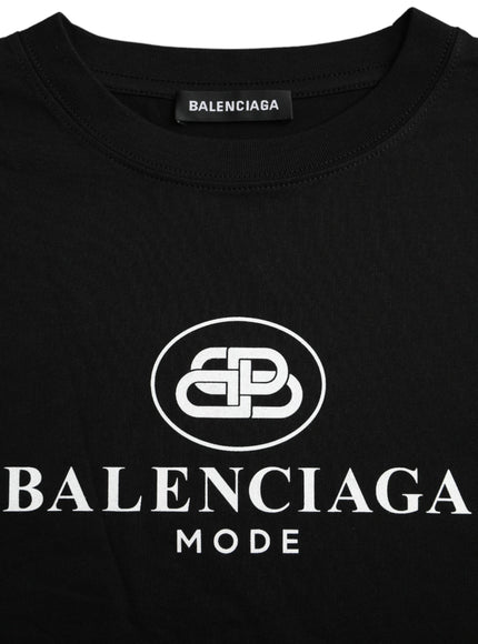 Balenciaga Black Cotton Logo Crew Neck Short Sleeves T-shirt