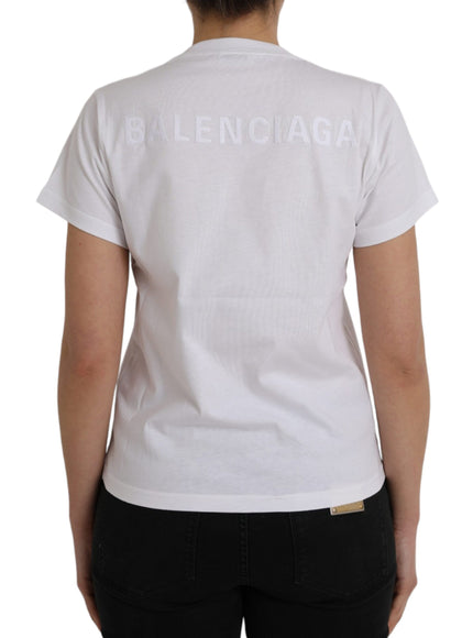 Balenciaga White Cotton Crew Neck Short Sleeves T-shirt