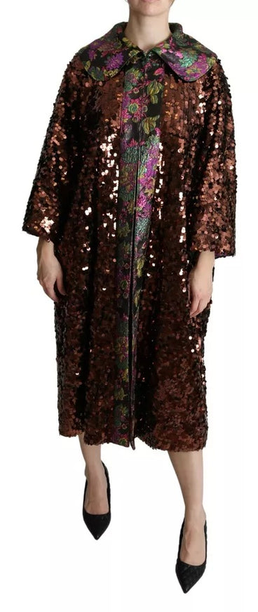 Dolce & Gabbana multicolor sequined long coat front view